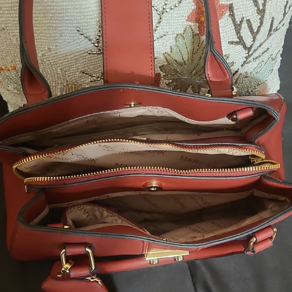Marc New York Red Leather Satchel with Gold Hardware - Picture 7 of 14
